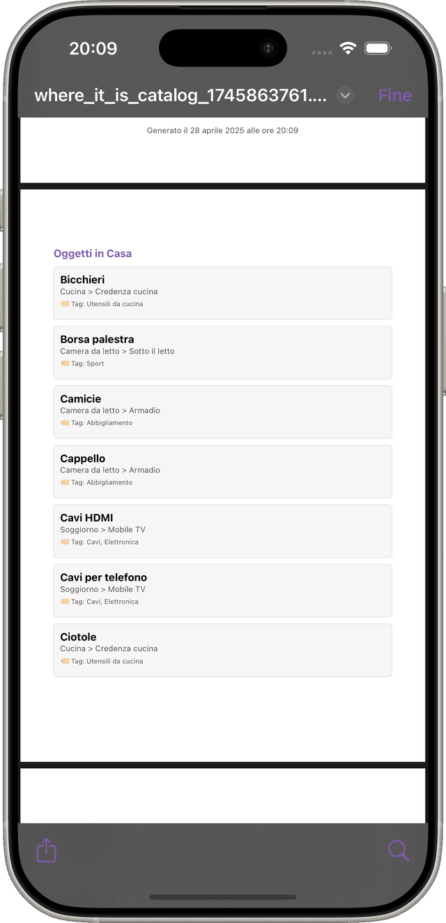 Export in PDF